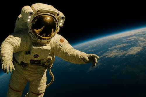 宇宙遊泳をする宇宙飛行士のAI画像