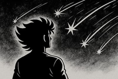 流星を眺める男性のイラスト画像