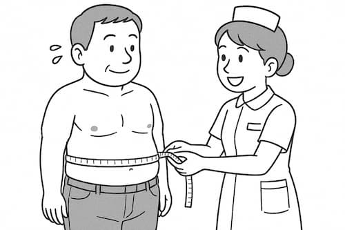 メタボ検診をする男性の画像