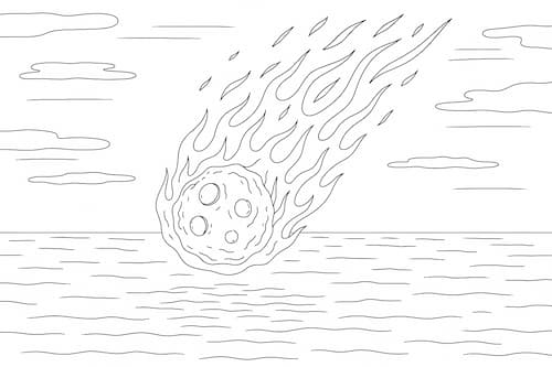 太古の地球に落下する隕石のイラスト画像