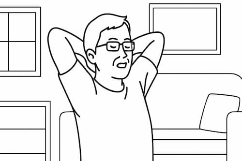 呼吸筋ストレッチをする男性のイラスト画像