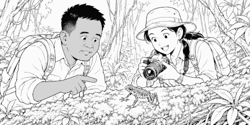 幻のカエルを発見した探検隊