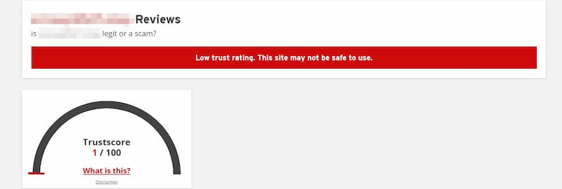 ScamAdviserの判定画像