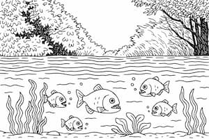 アマゾン川とピラニアのイラスト画像