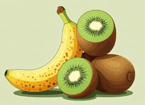 バナナとキウイのイラスト画像