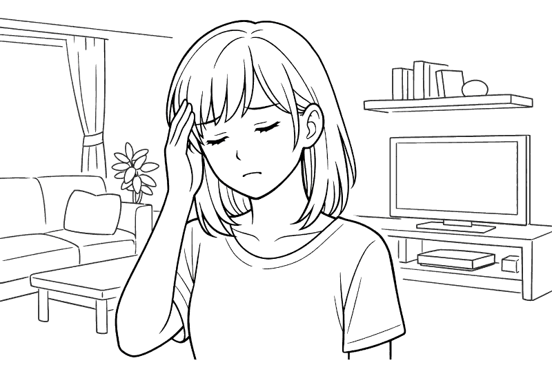 原因不明の頭痛に悩む若い女性