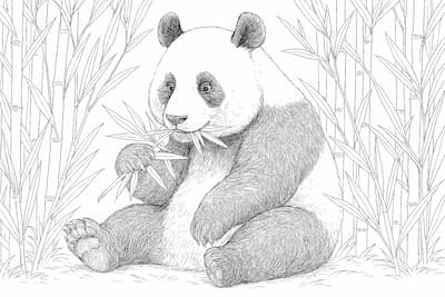 ササを食べるパンダのイラスト画像