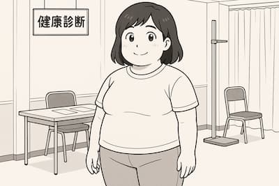 太めの体型の中年女性のイラスト画像