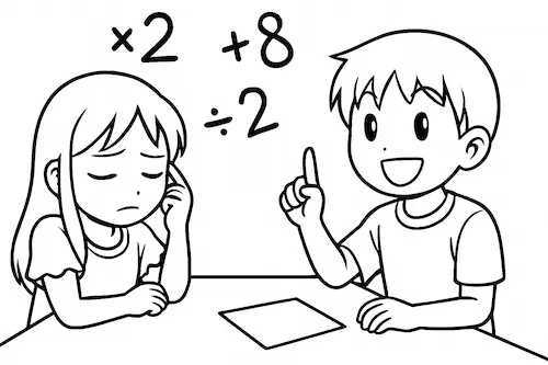 クイズをする小学生の男の子と女の子